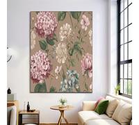 Canvas Wall Art 50X70Cm 1-Piece Summer Hydrangea Large Canvas Prints - Rust Brown Art Deco Pictures For Bedroom Walls- Home Decor Wall Pictures For Living Room - Vintage Plants
