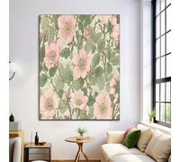Canvas Wall Art 60X80Cm 1-Piece Flower Jungle Large Canvas Prints - Sage Green Art Deco Pictures For Bedroom Walls- Home Decor Wall Pictures For Living Room - Vintage Plants