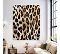 Canvas Wall Art 70X100Cm 1-Piece Plush Leopard Print Large Canvas Prints - Brown Art Deco Pictures For Bedroom Walls- Home Decor Wall Pictures For Living Room - Animal Theme