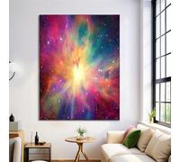 Canvas Wall Art 80X120Cm 1-Piece Rainbow Nebula Large Canvas Prints - Pink Orange Art Deco Pictures For Bedroom Walls- Home Decor Wall Pictures For Living Room - Dreamy Galaxy