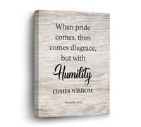 Canvas Wall Art 8x10in,When Pride Comes Then Comes Disgrace But with Humility Comes Wisdom.Proverbs Canvas Print Wall Artwork Rustic Wall Plaque Poster for Home Office Living Room Decoration