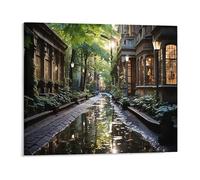 Canvas Wall Art A Urban Oasis With A Hidden Garden Tucked Away From The Bustling Streets Wall Art Poster Decorative Painting For Living Room Bedroom Office Home Decoration Artwork 12x16Inch Unframed