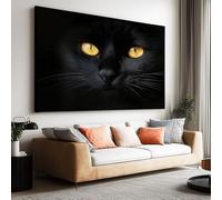 Canvas Wall Art Animal HD Black Cat Portrait Poster Canvas Painting Print For Living Room Wall Art Pictures Home Decorative 140L x 70W CM (55" x 28") Frameless