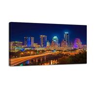 Canvas Wall Art Austin Texas Evening Excitement Cityscape Skyline Skyscrapers Congress Canvas Prints Unframed Painting Modern Artwork Abstract Stretched Poster Home Decoration Unique Gift 12X16Inch