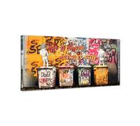 Canvas Wall Art Banksy Style Graffiti Street Art Funny Kids Painting Home Decor for Living Room Modern Inspirational Prints, Framed 32" x 16"