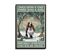 Canvas Wall Art Basset Hound Once Upon The Time There Was The Girl Who Really Loved Dog That Was Me Poster Canvas Wall Art for Living Room 8×12inch/Black Metal Frame