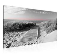 Canvas Wall Art Beach 1 Part Non-woven Canvas Prints for Living Room and Bedroom Panorama Black-And-White 604012c