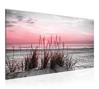 Canvas Wall Art Beach sunset 1 Part Non-woven Canvas Prints for Living Room and Bedroom Sea Nature Grey Pink 043712b