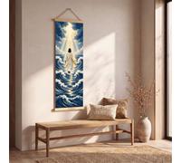 Canvas Wall Art Biblical Stormy Sea Framed Posters for Bedroom 30x90 cm | Christian Miracle Scene Wall Decoration for Living Room Dramatic Sacred Seascape Canvas Art Prints Ready to Hang