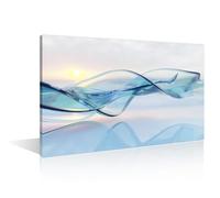 Canvas Wall Art Blue Abstract Iridescent Design Decor Abstract Background Nature Landscape Picture Canvas Wall Art for Living Room Stretched and Framed Picture Artwork for Home Decor (12"Wx18"H)
