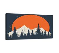 Canvas Wall Art Boho Abstract Blue Orange Mountain Sunset Forest Landscape Nature Canvas Prints Unframed Painting Modern Artwork Abstract Stretched Poster Home Decoration Unique Gift 12X16Inch