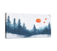 Canvas Wall Art Boho Abstract Blue Orange Mountain Sunset Forest Landscape Nature Canvas Prints Unframed Painting Modern Artwork Abstract Stretched Poster Home Decoration Unique Gift 12X16Inch