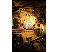 Canvas Wall Art Burning Gold Bitcoin Canvas Print Artwork Coin Art Wall Art Paintings Modern Picture Print Unframed for Living Room Dinning Room Bedroom Bathroom Home Decor 20x30inch