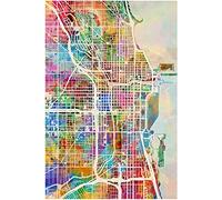 Canvas Wall Art Chicago Street Map Unframed Prints Painting Modern Abstract Canvas Oil Painting Wall Art Prints for Living Room Bedroom Home Decoration Office Decor Color by City Maps Print 12x18inch
