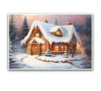 Canvas Wall Art Christmas Gingerbread House Art Print Vintage Print Christmas Holiday Decor 12x18in-UnFramed