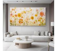 Canvas Wall Art Chrysanthemum Wildflower Fresh Frameless Prints for Walls, 46L x 31W cm Wall Art Poster, home decor, suitable for bathroom decor, space personalized decoration Yellow Warm Color