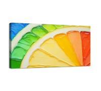 Canvas Wall Art Colorful Fruits Orange Lemon Splash Water Cool Summer Rainbow Gradient Canvas Prints Unframed Painting Modern Artwork Abstract Stretched Poster Home Decoration Unique Gift 12X16Inch