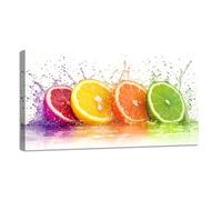 Canvas Wall Art Colorful Fruits Orange Lemon Splash Water Cool Summer Rainbow Gradient Canvas Prints Unframed Painting Modern Artwork Abstract Stretched Poster Home Decoration Unique Gift 12X16Inch