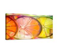 Canvas Wall Art Colorful Fruits Orange Lemon Splash Water Cool Summer Rainbow Gradient Canvas Prints Unframed Painting Modern Artwork Abstract Stretched Poster Home Decoration Unique Gift 12X16Inch