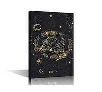 Canvas Wall Art Constellation Pisces Zodiac Constellation Poster Abstract Modern Home Decor Artwork Canvas Wall Decor for Living Room Bedroom Office Posters Prints Framed Ready to Hang - 24"W x 16"H