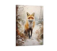 Canvas Wall Art Countryside Fox Wall Decorations For Living Room Vintage Wildlife Rustic Animal Hang Pictures Wall Artwork