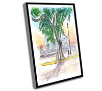 Canvas Wall Art Decor,Big Farmhouse Wall Decor,Key West Conch Dream House Tree And Cafe Sunrise Wall Decoration Edition Fine Art Print Watercolor Prints,12x16 Inch UnFramed Wall Art