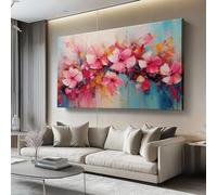 Canvas Wall Art Floral Abstract Pink Decorations Frameless Prints for Walls, 100L x 50W cm Wall Art Poster, home decor, suitable for bathroom decor, space personalized decoration Pink Blue