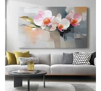 Canvas Wall Art Flowers Orchid Modern Art Art for Living Room Decor Pink white Canvas Prints Frameless Bedroom Office Home Decoration 76L x 51W cm