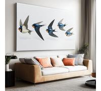Canvas Wall Art Flying Swallow 120x60cm Wall Art Decor with Hooks, Framed Canvas Prints Artwork for Living Room Bedroom Hallway Office, Ready to Hang