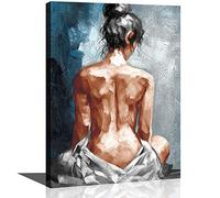 Canvas Wall Art for Bathroom Bedroom Decor Abstract Sexy Nude Woman Black White Blue Framed Wall Art Girls Room Decoration Modern Gift for Woman