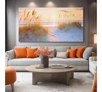 Canvas wall art for Bedroom Home Office Wall Decorations, Nature Sunset Sand Dunes Seaside Print design, Colorful Wall Art Modern Living Room Decor 120L x 80W cm Frameless