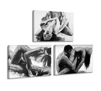 Canvas Wall Art for Bedroom Sexy Wall Decor Woman and Man Poster Print Black White Artwork Modern Home Decor Apartment Bar Hotel Wall Decor Framed Easy to Hang 12x16inchx3Pcs
