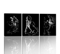 Canvas Wall Art for Bedroom Woman and Man Poster Black and White Artwork Home Decor Apartment Bar Hotel Wall Decor Framed Easy to Hang 12x16inchx3Pcs