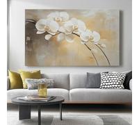 Canvas Wall Art for Home Decor Modern White beige Bathroom Office Wall Decor Paintings Flowers Orchid Simple Artwork Print Home Decor 120L x 50W cm