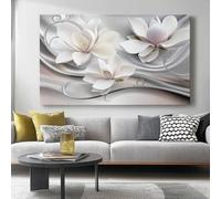 Canvas Wall Art for Home Decor Modern White light grey Bathroom Office Wall Decor Paintings Flowers Modern Elegant Artwork Print Home Decor 30L x 20W cm
