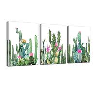 Canvas Wall Art for living room bathroom Wall Decor for bedroom kitchen artwork Canvas Prints green watercolor cactus painting 3Pieces abstract Modern framed office Home decorations family picture