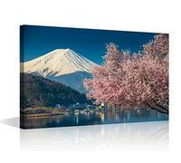 Canvas Wall Art for Living Room Cherry Blossom Modern Home Decor Mountain Fuji HD Printed Posters Artwork for Bedroom Office Natural Landscape Wall Art Painting Pictures Ready to Hang, 24x16in
