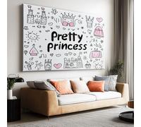 Canvas Wall Art for Living Room Decor Cartoon Pretty Princess Graffiti Canvas Prints Modern Pop Artwork for Bedroom Office Home Bathroom Decoration 150 x 100 cm, Frameless