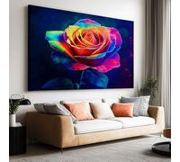 Canvas Wall Art for Living Room Decor Fantasy Oil Painting Rainbow Roses Flowers Canvas Prints Modern Pop Artwork for Bedroom Office Home Bathroom Decoration 100 x 75 cm, Frameless