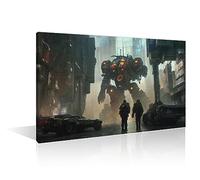 Canvas Wall Art for Living Room Giant Mech Wall Decor for Bedroom Modern Wall Decor Hang Robot Warrior Pictures Wall Artwork Abstract Paintings Office Canvas Art Prints Home Decor (24"Wx36"H)