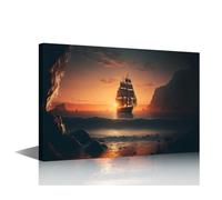 Canvas Wall Art for Living Room Sailboat Nautical Large Wall Art Modern Artwork Contemporary Home Decor Sea Landscape Print On Canvas Ready to Hang for Bedroom Office 36x24in