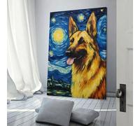 Canvas Wall Art - German Shepherd Night Picture Print On Canva, Posters And Prints Wall Art Living Room Home Decor Room Decor Teen 12x18inch(30x45cm)