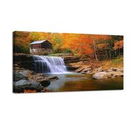 Canvas Wall Art Glade Creek Grist Mill Nostalgia Blazing Autumn Colors West Virginia Canvas Prints Unframed Painting Modern Artwork Abstract Stretched Poster Home Decoration Unique Gift 12X16Inch