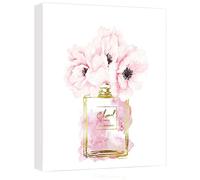 Canvas Wall Art Glam Perfume Chanel Pictures Wall Decor Pink Flowers And Gold Canvas Wall Art Girl Home Decor For Bedroom Wall Bathroom Set Room Decor 16 * 24