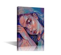 Canvas Wall Art Glitter Girl Painting Fashion Gifts Pictures Wall Decor Wall Art for Bedroom Bathroom Teen Girl Home Artwork Framed Stretch and Wraped Ready to Hang 12x18inch (30x45cm)