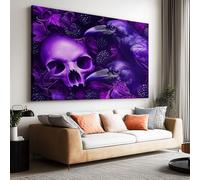 Canvas Wall Art Gothic Dream Crow Skull Poster Canvas Painting Print For Living Room Wall Art Pictures Home Decorative 120L x 60W CM (47" x 24") Frameless