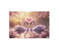 Canvas Wall Art Heart Shaped Swan Modern Artwork High Definition Home Decoration for Dining Room Corridor 16x24inch(40x60cm)