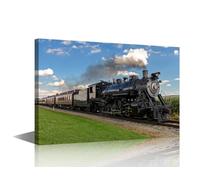 Canvas Wall Art Historic Steam Train HD Printed on Paintings 1 Piece Abstract Pictures for Living Room Modern Artwork Home Decor for Living Room-Wooden Frame Stretched Ready to Hang 18x12 in