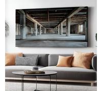 Canvas Wall Art, Industrial Abandoned Rough Pictures for Living Room and Bedroom, 120L x 50W cm Canvas Prints Minimalist Modern Artwork for Bedroom Office Home Gray Brown