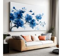 Canvas Wall Art Ink Chinese Painting Flower Bird Picture Canvas Poster Print Artwork for Bathroom Living Room Wall Decor 140L x 70W CM (55" x 28") Unframed